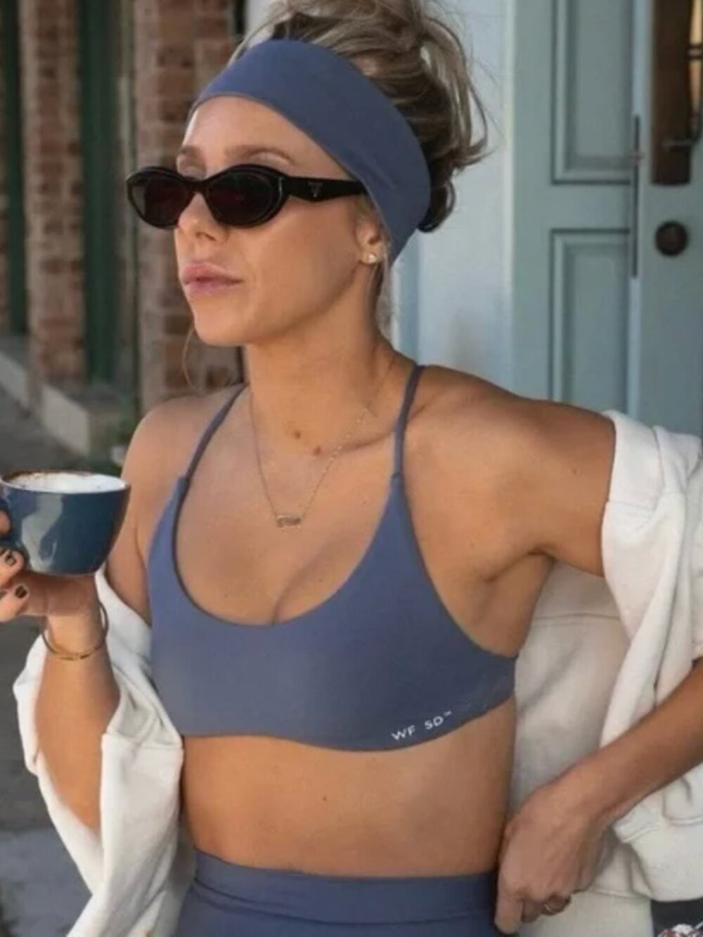 White Fox Active She’s Healthy Ballet Sports Crop Bra Strappy Blue Medium $55